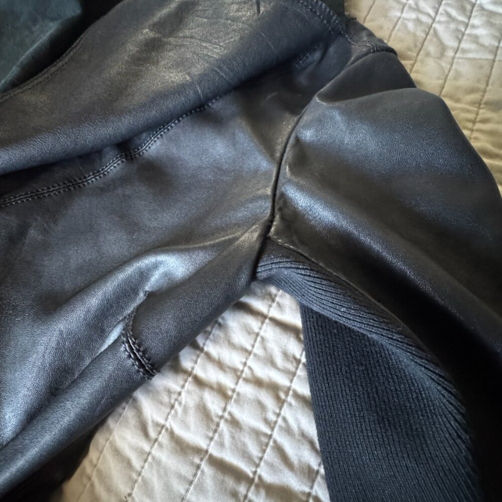 [Rare] AllSaints Spitalfields Datya Drape Black Leather Jacket, UK size 10 - Picture 7 of 9